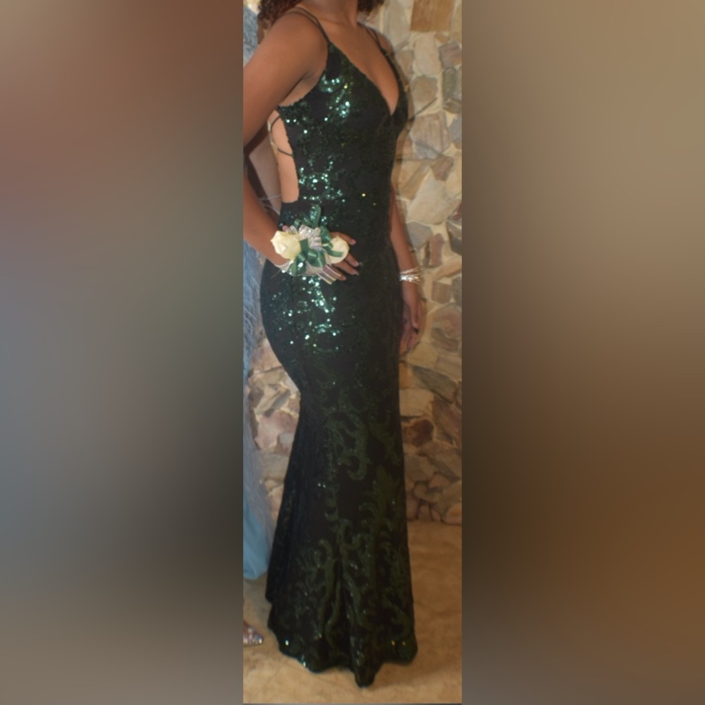 Windsor Green & Black Sequin Gown